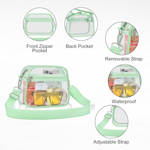 Image of Clear Bag for Stadium Events Clear Sports Fan Handbags Purses with Adjustbale Strap for Concerts Festivals Game Day