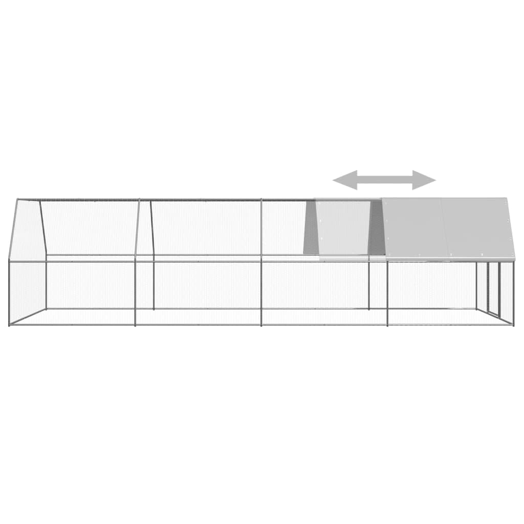 Gabbia per polli per esterni, in acciaio zincato, 3 x 8 x 2 m, con tetto impermeabile, serratura, spaziosa recinto per polli, anatre, conigli, porcellini d'India, voliere, resistente alle