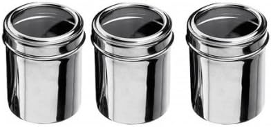 Set Of 3 Storage Jars Mirror Polished Stainless Steel With Clear Lid - Ideal Storage Canisters for Tea, Coffee & Sugar or Dried Food Stuff