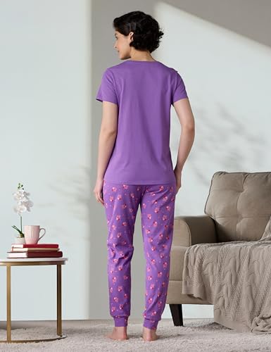Image of Amazon Brand - Symbol Women Cotton T-Shirt and Jogger Night Suit | Two Piece Set| Regular Fit (Available in Plus Sizes)