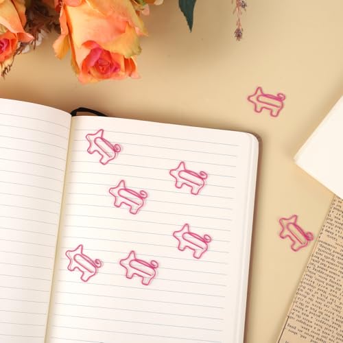 Cute Paper Clips, Pink Color Pig Paper Clips, 60PCS Cute Metal Animal Clip, Fun Office Gifts, Note Clip for Documents Papers Files School Office Home Organization Supplies - Thumbnail 6