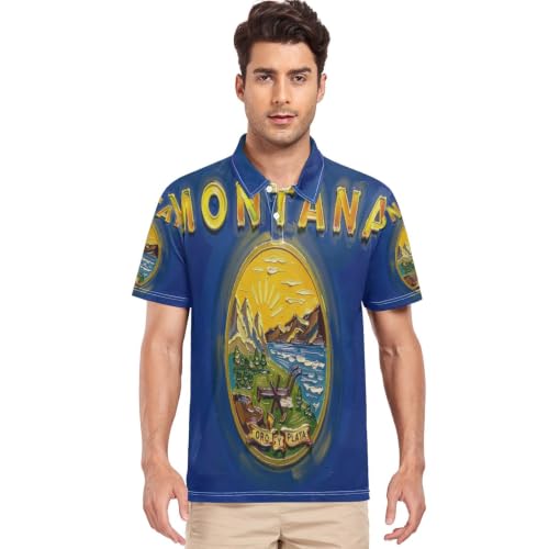 T-shirt de golf homme pour vos parcours d'été avec motif Montana unique