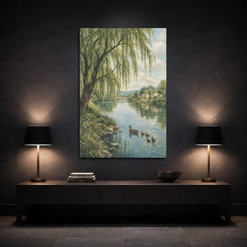 Toile saule grand format 80x120 cm avec châssis robuste de 3 cm