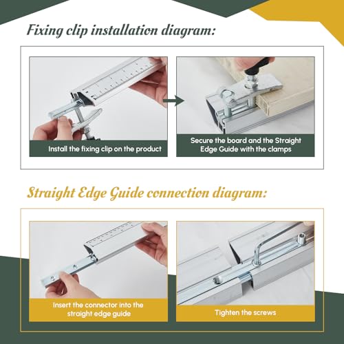 Lasnten 100" Aluminum Straight Edge Clamp for Circular Saw Straight Edge Guide for Accurate Cut, Crosscut and Rip Cut Extendable Guide Rail for Woodworking, DIY, and Home Improvement Projects
