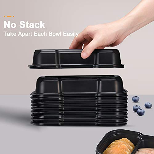 Otor Bento Boxes Meal Prep Containers 3 Compartments With Clear Airtight Lids Food Grade Deli Container Lunch Boxes Take Away Travel Containers Freezer Safe 16Oz 25 Sets #TOP3
