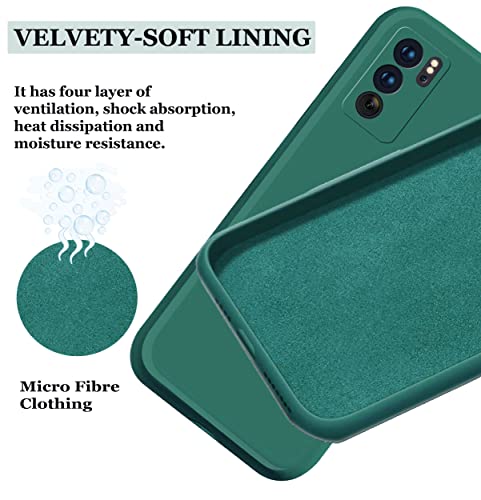 Image of A rtistque Liquid TPU Silicone Matte Shockproof Flexible with Camera Protection Soft Back Cover Case for Oppo Reno 6 5G - Green