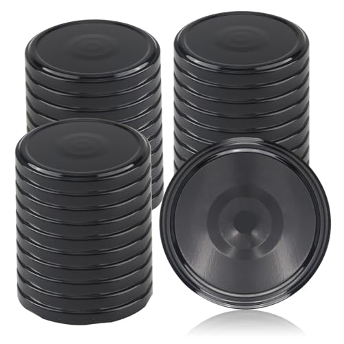 Xbessc 30 Stück Schraubdeckel für Gläser fi 82 mm, Schwarz Ersatzdeckel aus Metall, Ersatzdeckel für Einmachgläser, Rundschreiben Twist-Off-Deckel mit 6 Einrastzähnen für Marmelade, Einkochen & Vorrat