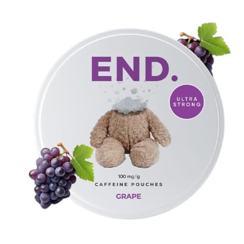 END. Grape Caffeine Pouches | Natural Energy Boost, Zero Sugar, 15 Pouches Per Can, Perfect for Sports, Fitness, Gaming, & Work