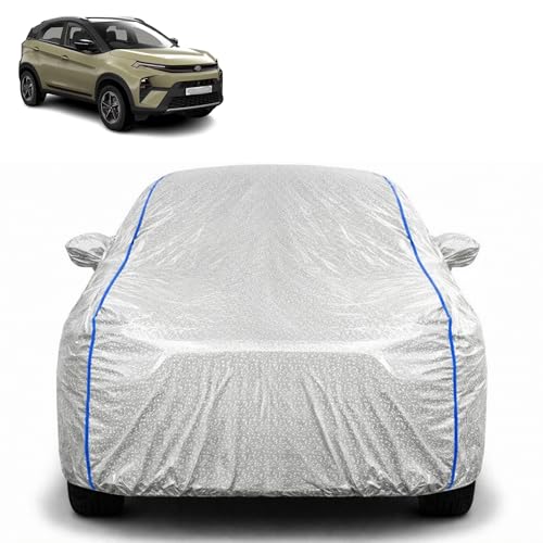Image of Waterproof Car Cover for Tata Nexon | All Weather Protection | UV Resistant & Dustproof | Soft Cotton Lining to Prevent Scratches | Triple Stitched with Mirror Pockets & Elastic Hem