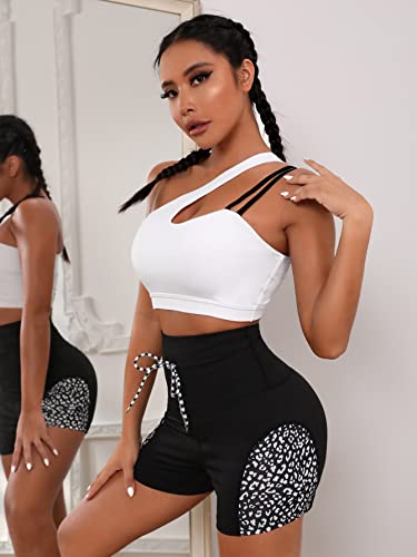 Cozyease Women's One Shoulder Cut Out Criss Cross Sports Bra High Support Workout Yoga Sport Bra White S #TOP4
