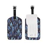 Watercolor Halloween Night Crooked Houses Luggage Tag for Baggage Suitcase Bag Travel Label Leather 1 Piece