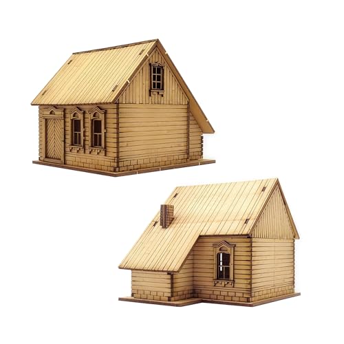 gzpynsgaoh 1/72 Scale European House Model Kit – Wooden 3D Puzzle for Adult Hobbyists, Paintable Architectural Display Craft. (Classic)