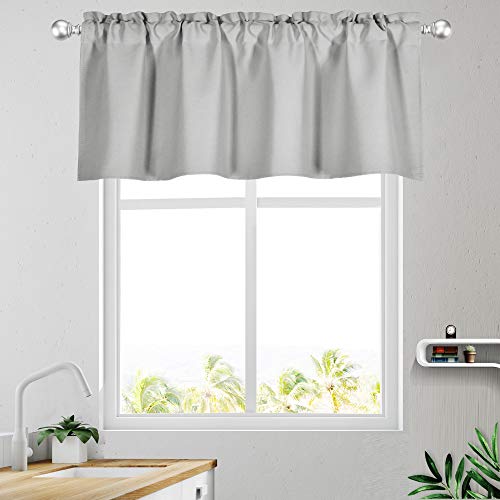 KEQIAOSUOCAI Grey Window Valances for Kitchen 52W x 18L-Light Gray Valances for Basement Bathroom