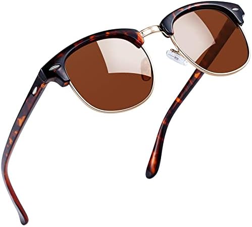 Joopin Semi-Rimless Polarised Sunglasses Man - UV400 Protection Retro Half Frame Sunglasses Unisex Polarized Mens Womens Sunglasses