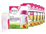 Veet Elektrisches Warmwachs Roll-On Set für alle Hauttypen mit 1x Roll-On Gerät + 6 Nachfüllpatronen für professionelle Haarentfernung zuhause Veet EasyWax Essential Inspirations