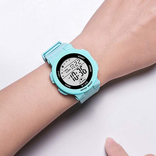 Wishfan Sports Watch For Women, Women’s And Girls’ Watch Waterproof Digital Watch With 7 Colors Backlight (Turquoise) #TOP1
