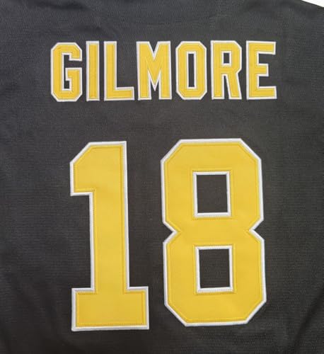 Happy 18 Gilmore Baseball Jerseys Men's 1996 Movie Adam Sandler Hip Hop Button Down Shirts Stitched (Black,Large)