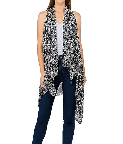 Scarfand's Women's Sheer Open Front Lightweight Sleeveless Long Duster Cardigan Vest