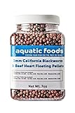 Aquatic Foods Inc. 3mm California Blackworm & Beef Heart Floating Pellets, for Discus, Cichlids All Tropicals, Koi and Pond Fish…7oz Small Jar