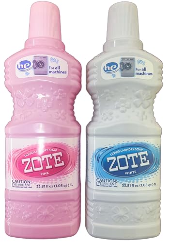 Liquid Laundry Detergent ZOTE - Pink & White 33.8 oz Each - Powerful Stain Remover for Standard & HE Washing Machines - Effective Formula for Clean Fresh Clothes