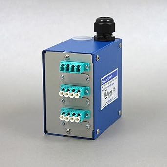 DINSpace SNAP-12LC-MM OM3/4 Compact Fiber Optic Patch Panel, Blue, Not Water Resistant, Includes 3ea. OM3/OM4 Multimode LC/LC Quad Adapters, Splice Tray, Steel Enclosure