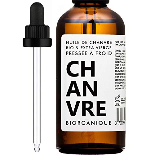 Aceite de Cáñamo - 100 ml - 100% Orgánico, Puro y Natural - Para el cuidado de cabello/cuerpo/piel - 100 ml - producto Ecológico