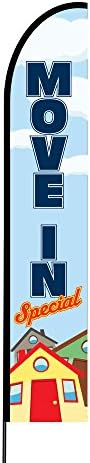 The Curbie Move in Special Real Estate Feather Banner Swooper Flag Pole Kit Outdoor Business and Store Sign, 15ft (HC-V797-DNTR), Multicolor