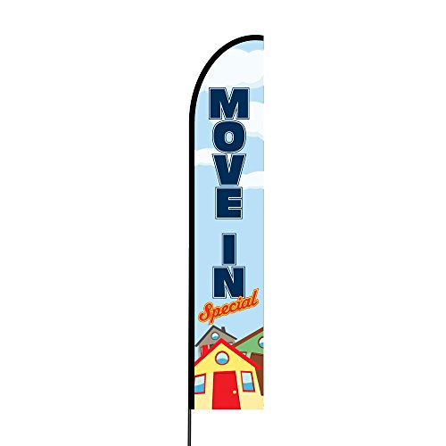 The Curbie Move In Special Real Estate Feather Banner Swooper Flag Pole Kit Outdoor Business And Store Sign, 15Ft (Hc-V797-Dntr), Multicolor #TOP2