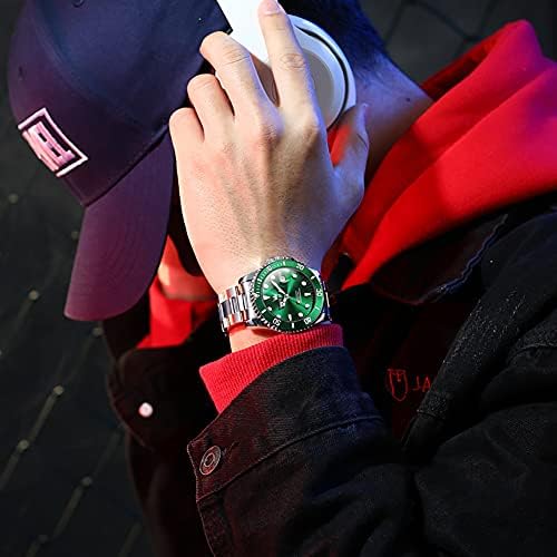 OLEVS Men's Automatic Watches, Gold Stainless Steel Sapphire Dress Self Winding Wrist Watch, Luxury Unidirectional Rotating Bezel Waterproof Luminous Date Analog Watches for Men