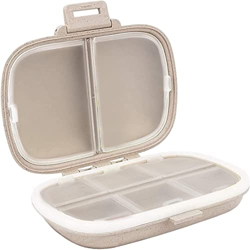 Holii Travel Pill Organizer, 8 Compartments Portable Pill Case, Daily Pill Box to Hold Vitamins, Small Pill Container for Pocket Purse Medicine Organizer(Khaki) Holii Travel Pill Organizer, 8 Compartments Portable Pill Case, Daily Pill Box to Hold Vitamins, Small Pill Container for Pocket Purse Medicine Organizer(Khaki)