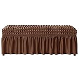  Yi Chen Rectangulaire Tabouret De Piano Housse De Banc avec Jupe,Extensible Spandex Housse De Siège De Piano Antidérapant Étanche à La Poussière Bulle Treillis Housse De Meuble -Café Profond-L