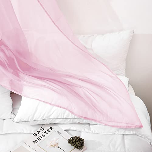 Jade Poke Bed Canopy Curtains 144 Inch Long, Pink Sheer Canopy Bed Curtains, Bed Canopy For Girls Adult, Canopy Bed Curtains Hang From Ceiling, Window Valance Curtain Wide 52 (Twin, Pink) #TOP1