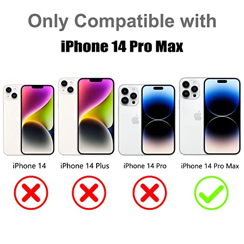 Mowime Designed For Iphone 14 Pro Max Case With Strap, Cute Luxury Plating Love Heart Wristband Kickstand Phone Case For Women Girls, Full Coverage Camera Lens Protective Cover Case-Black #TOP5