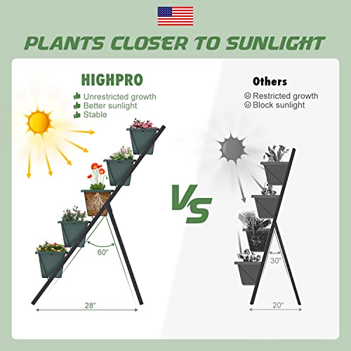 Highpro Vertical Garden Planter, 5 Tiers Vertical Raised Garden Bed Metal Elevated Herb Planter Box Vegetable Flower Planters for Patio Deck Outdoor Indoor by Highpro - Used condition - Image 2