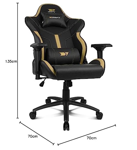 DR350 – Sedia Gaming Ergonomica Professionale con Braccioli 4D, Cuscini Lombare e Cervicale, Reclinabile a 135°, Ruote Silenziose, Nero-Oro - Sedia gaming - Immagine 9
