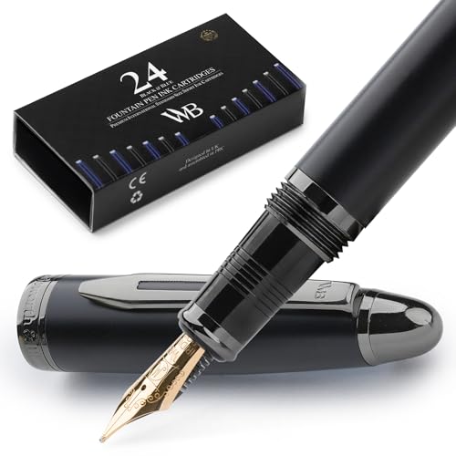 黒い万年筆 ゴールド装飾 Amazon | Wordsworth & Black 万年筆セット、18K金メッキ細ペン