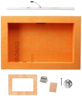 Kerdi-Board-SNLT Shower Niche with Integrated LIPROTEC LED Lighting - Waterproof and Vapor-Tight - 20" Width, 12" Height, Warm White LED - KB12SNLT4WWF