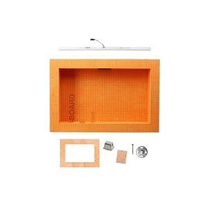 Schluter Kerdi-Board-SNLT Shower Niche with Integrated LIPROTEC LED Lighting – Waterproof and Vapor-Tight – 20″ Width, 12″ Height, Warm White LED – KB12SNLT4WWF