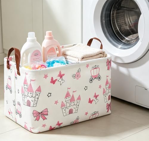 Rectangle Storage Basket,Collapsible Storage Bin,Books Box,Gift Basket(Pink Princess) — 사진 4