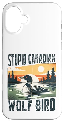 Stupid Canadian Wolf Bird Funny Loon Animal Meme Retro �X�}�z�P�[�X iPhone 16 Plus �p