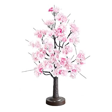 AMAZON - ooLALoo Led Cherry Blossom Tree 22 Inches Pink Bonsai Tree Light with 8 Modes and Timer for Spring Home Wedding Decor Warm White Light Battery USB Powered