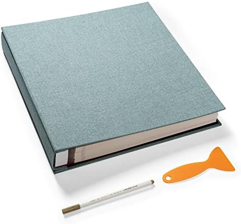 HoneyTolly Large Photo Album Self Adhesive 4x6 5x7 3x5 8.5x11 Scrapbook Magnetic Album DIY Scrap Book Length 13 x Width 12.8 (Inches) 120 Sticky Pages Linen Cover DIY Photo Album (Green)