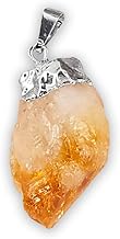 LAMARE - Citrine Point Pendant in Silver with Electrolytic Finish - Money and Creativity Gem - Medium Size from 3cm to 4cm - Special for Gift - 1 Unit, Mineral, Citrine