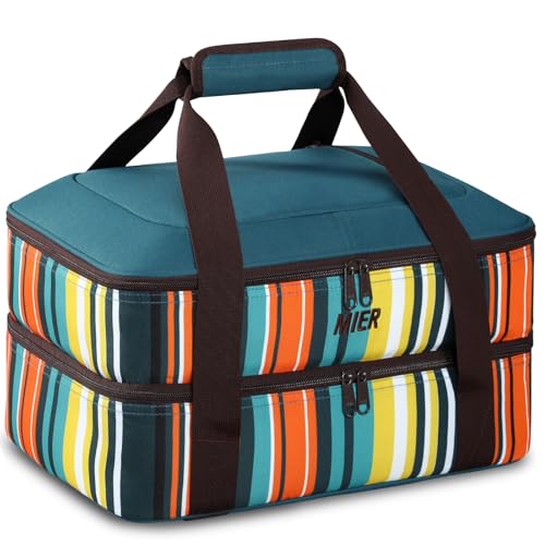 MIER Large Lasagna Lugger Tote Bag Insulated Casserole Carrier, PeacockBlue