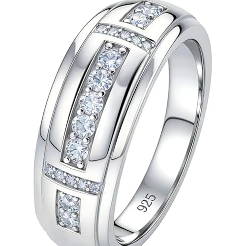 Moissanite Mens Wedding Band 925 Sterling Silver D VVS1 Size 5-17