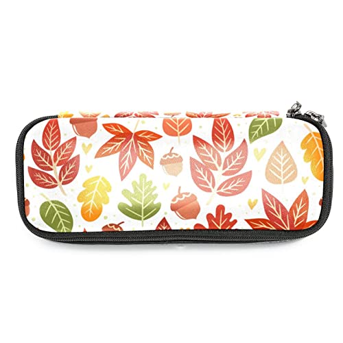 WARMFM Patrón de hojas de otoño Contenedor de almacenamiento de estuche de lápices para útiles escolares y de oficina