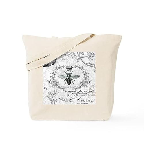 Cafepress Vintage French Shabby Chic Queen Bee Collage Tote Natural Canvas Tote Bag, Reusable Shopping Bag #TOP29