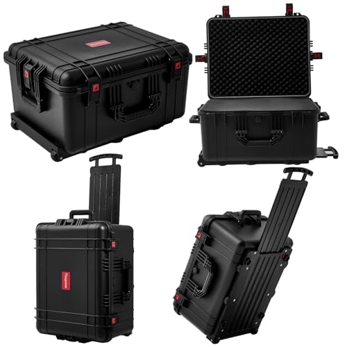 Regetek Waterproof Rolling Hard Case, 24.3 x 20 x 13.5 Inch, Equipment Roller with Wheels/Foam, for cameras Camcorder,Drone, Gear, electronic,tool, Shockproof, TSA Friendly, Inner 20.8\"x 16.1\"x 10.8\" - Thumbnail 6