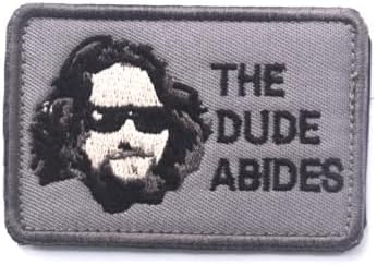 The Dude Abides Embroidery Patches Tactical Military Appliqued Badges for Clothing Hat Bag Jackets Backpack Embroidered Patch