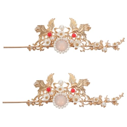 Épingle à cheveux chinoise en métal ciselé et pompon élégant pour chignon rétro